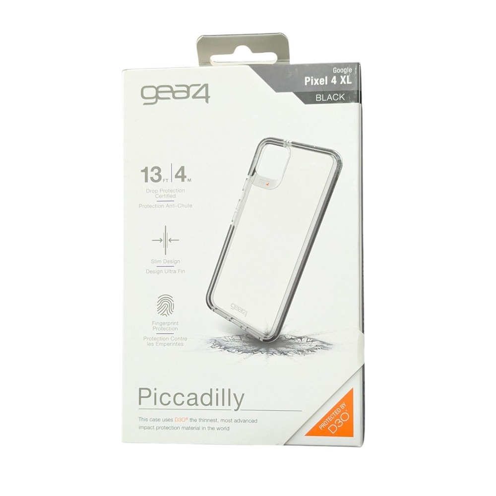 F1. Gear4 Piccadilly Case for Google Pixel 4 XL - Clear & Black, Made W/D30 TECH